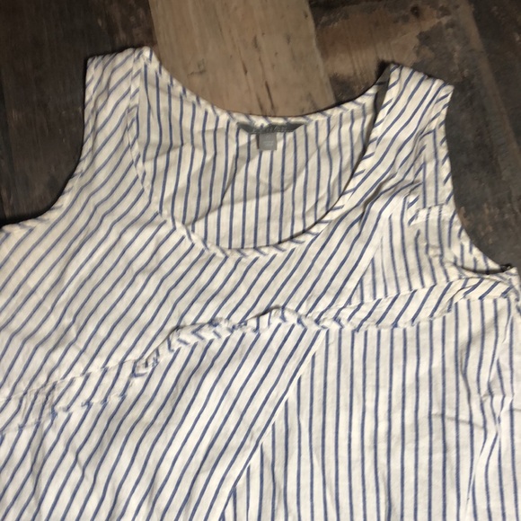 Linen blend white & blue stripe dress - Picture 5 of 8